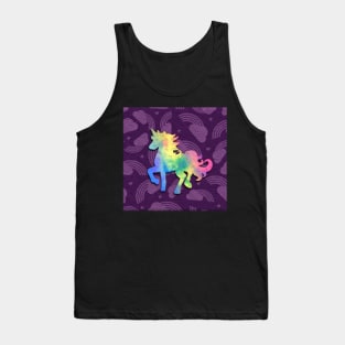 Colorful unicorn in purple yellow orange green blue pink Tank Top